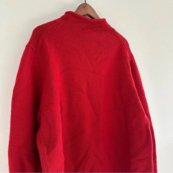 VINTAGE J. Crew Lamb Wool Red Knit Sweater XL - Picture 4 of 8